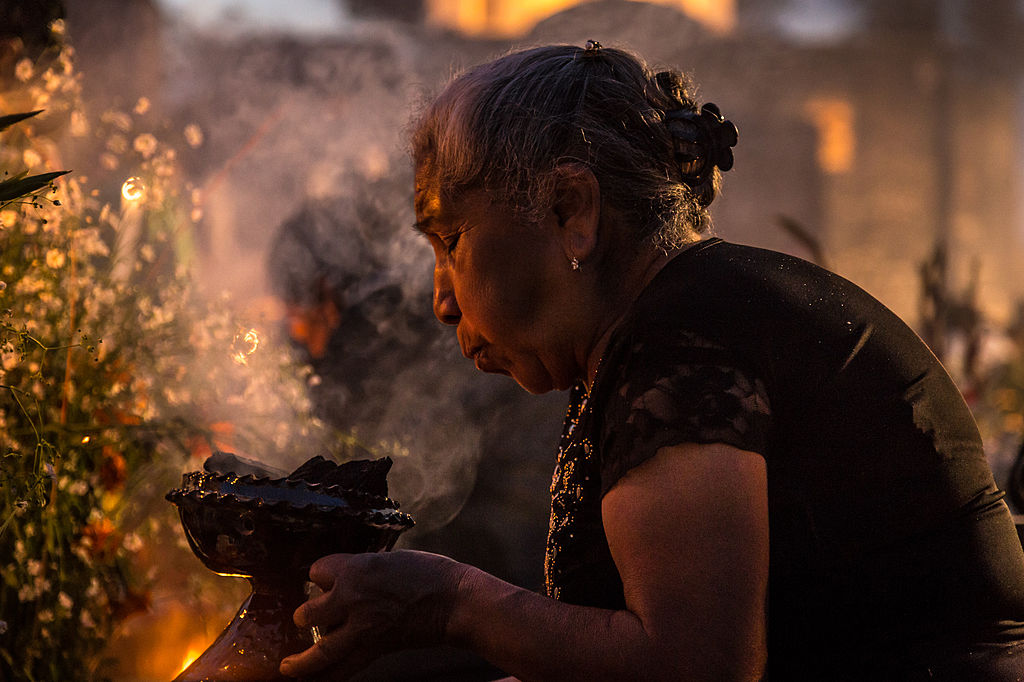 Inhabitants of the village of Mixquic (Mexico City) during the Day of the Dead