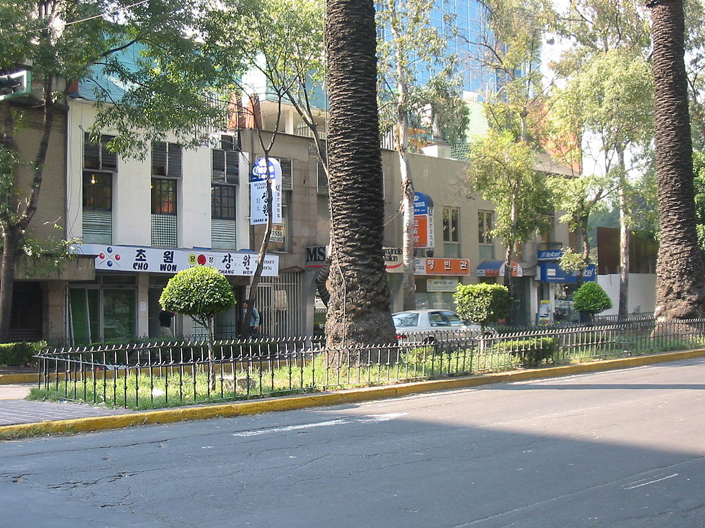 Korean restaurants on Florencia Street in Zona Rosa Mexico City.