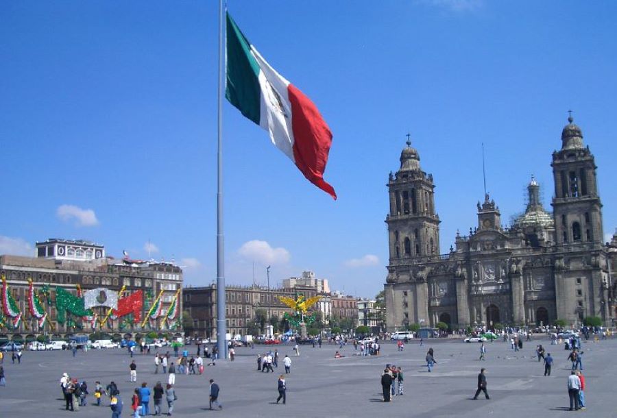 Plaza de la Constitución − Zócalo in the historic center of Mexico City.