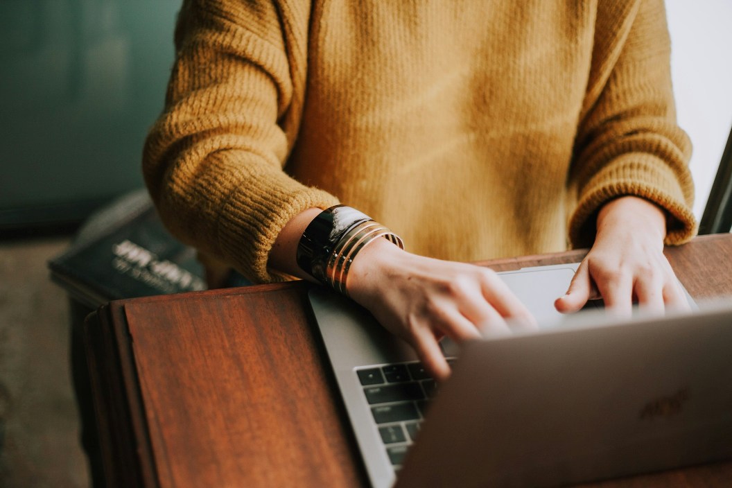 person using laptop