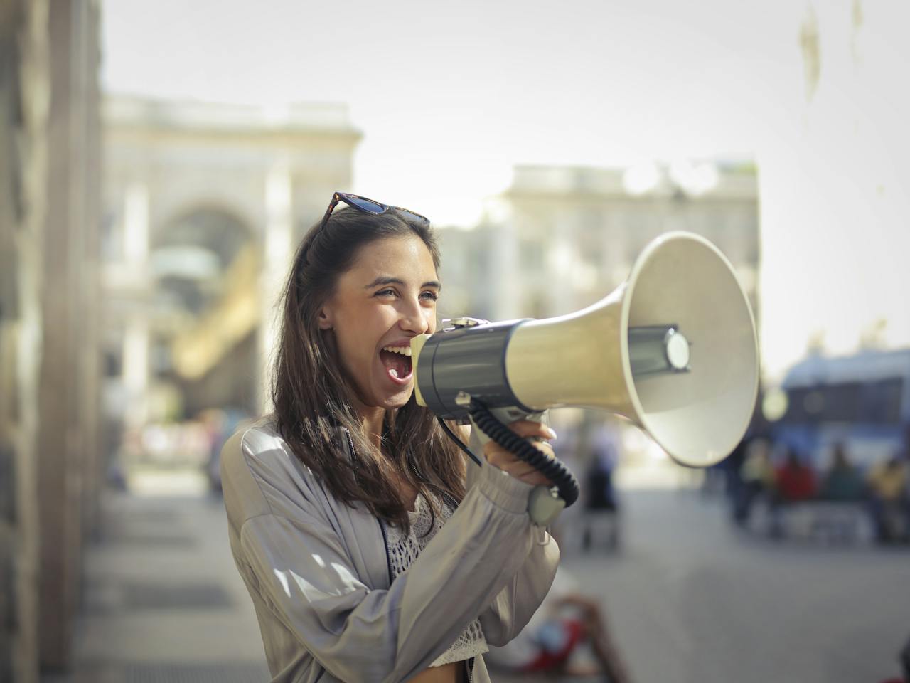 women with megaphone